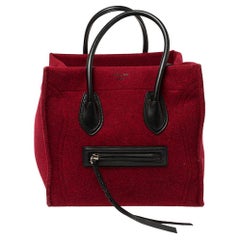 Medium Phantom-Gepäcktasche von Celine aus roter/schwarzer Wolle und Leder