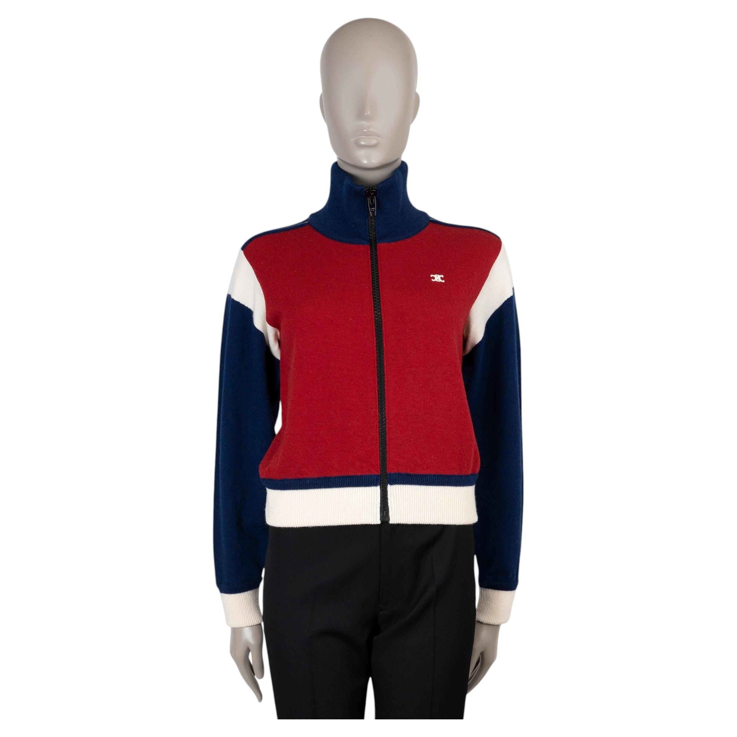 CELINE rojo azul blanco lana 2023 JERSEY ZIP SKI TRACK Chaqueta XS