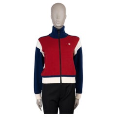 CELINE red blue white wool 2023 JERSEY ZIP SKI TRACK Jacket XS