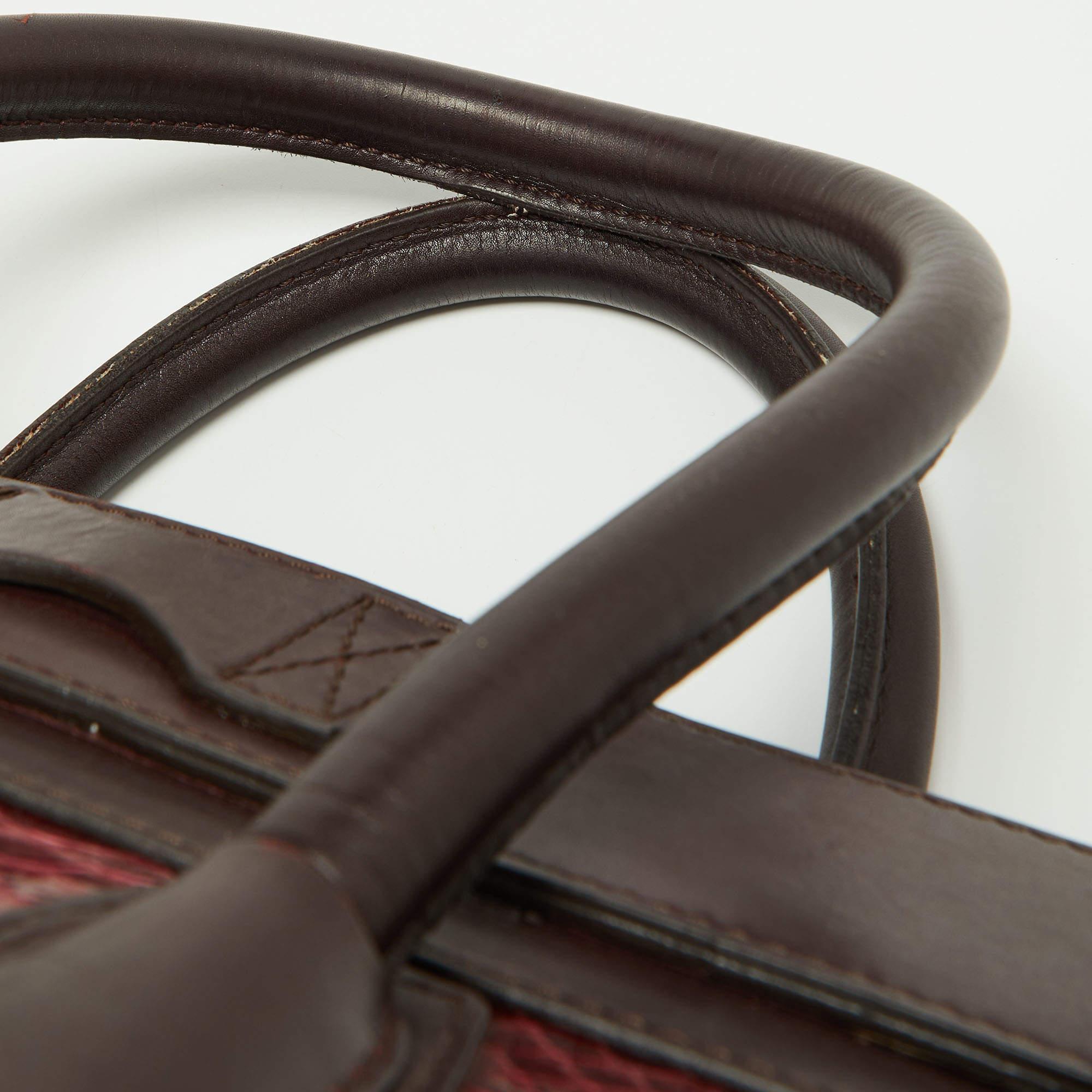 Céline Red/Burgundy Python and Leather Mini Luggage Tote 15