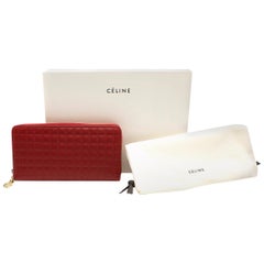 Celine Red C Charm Large Zipped Quilted Wallet - Current Season