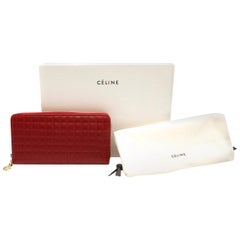 Celine Red C Charm Large Zipped Quilted Wallet - Current Season