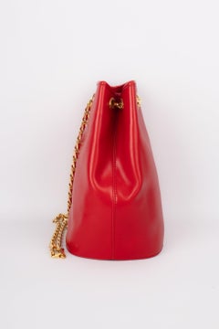 Celine Red Calf Leather Bucket Bag, circa 1990