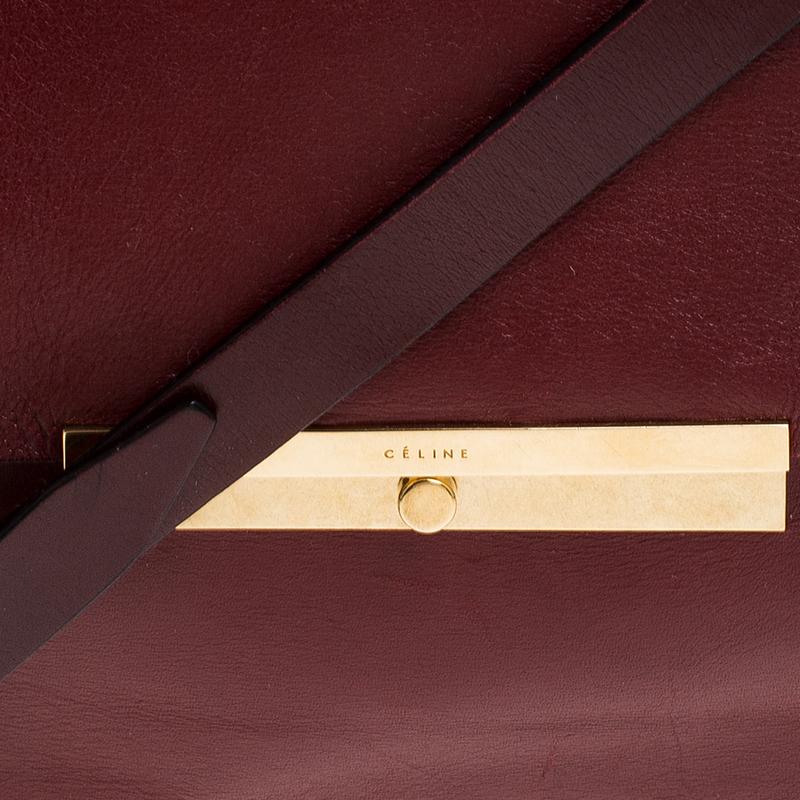 Brown Celine Red Calfskin Leather Blade Flap Bag