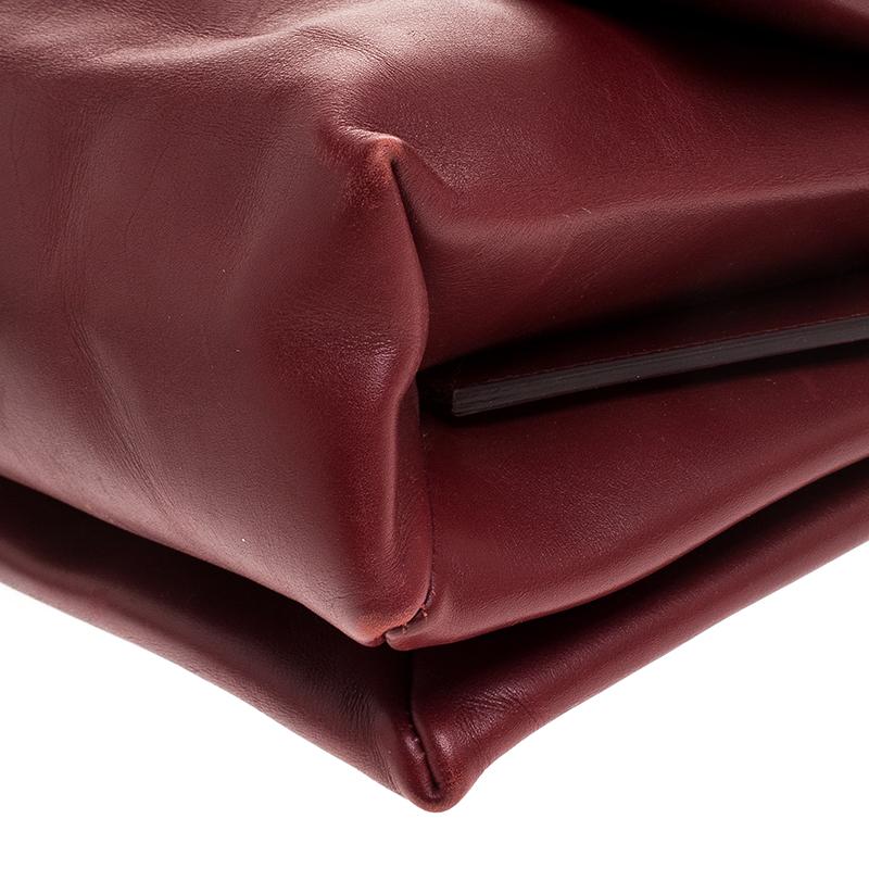 Celine Red Calfskin Leather Blade Flap Bag In Good Condition In Dubai, Al Qouz 2