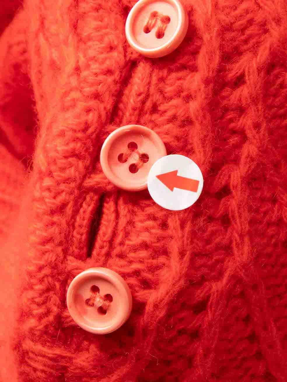 Women's Céline Red Crew Neck Button Shoulder Detailed Sweater Size XL For Sale