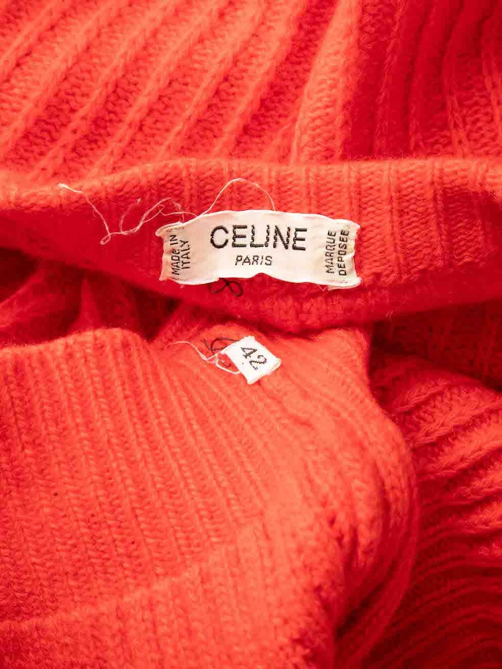 Céline Rot Rundhalsausschnitt Taste Schulter detaillierte Pullover Größe XL im Angebot 1