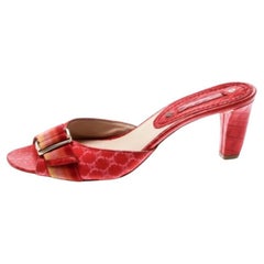 Celine - Sandales en cuir et tissu gaufré rouge Taille 36