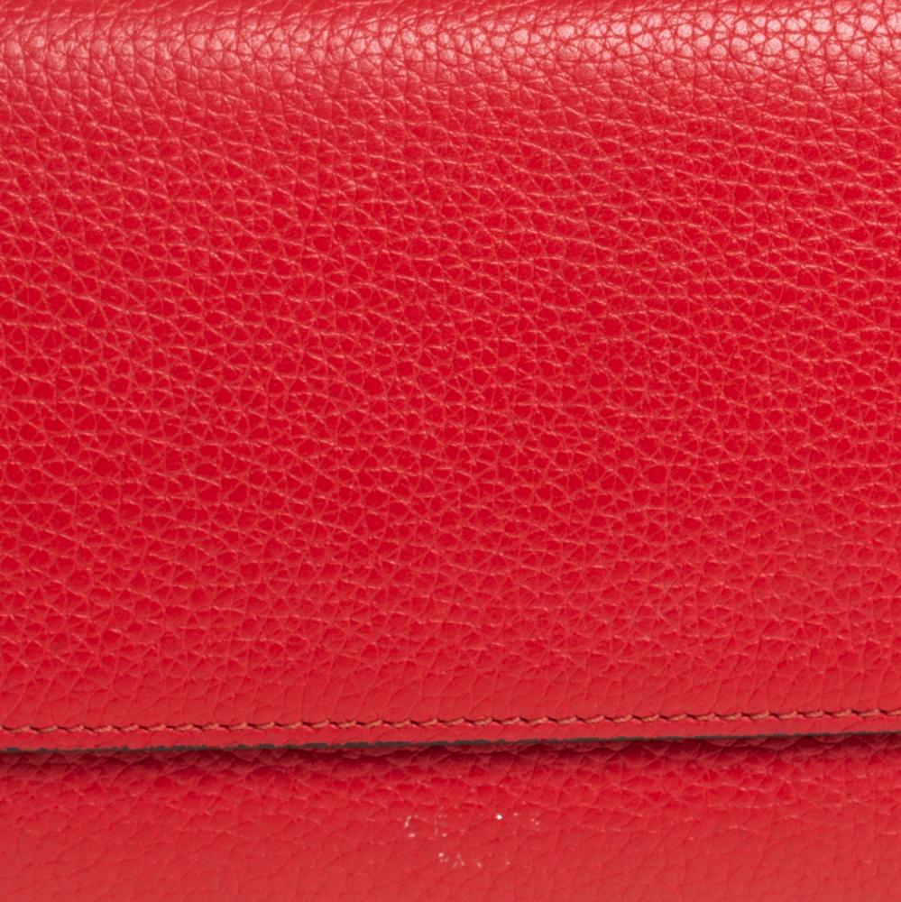 Celine Red Drummed Leather Multifunction Flap Wallet 5