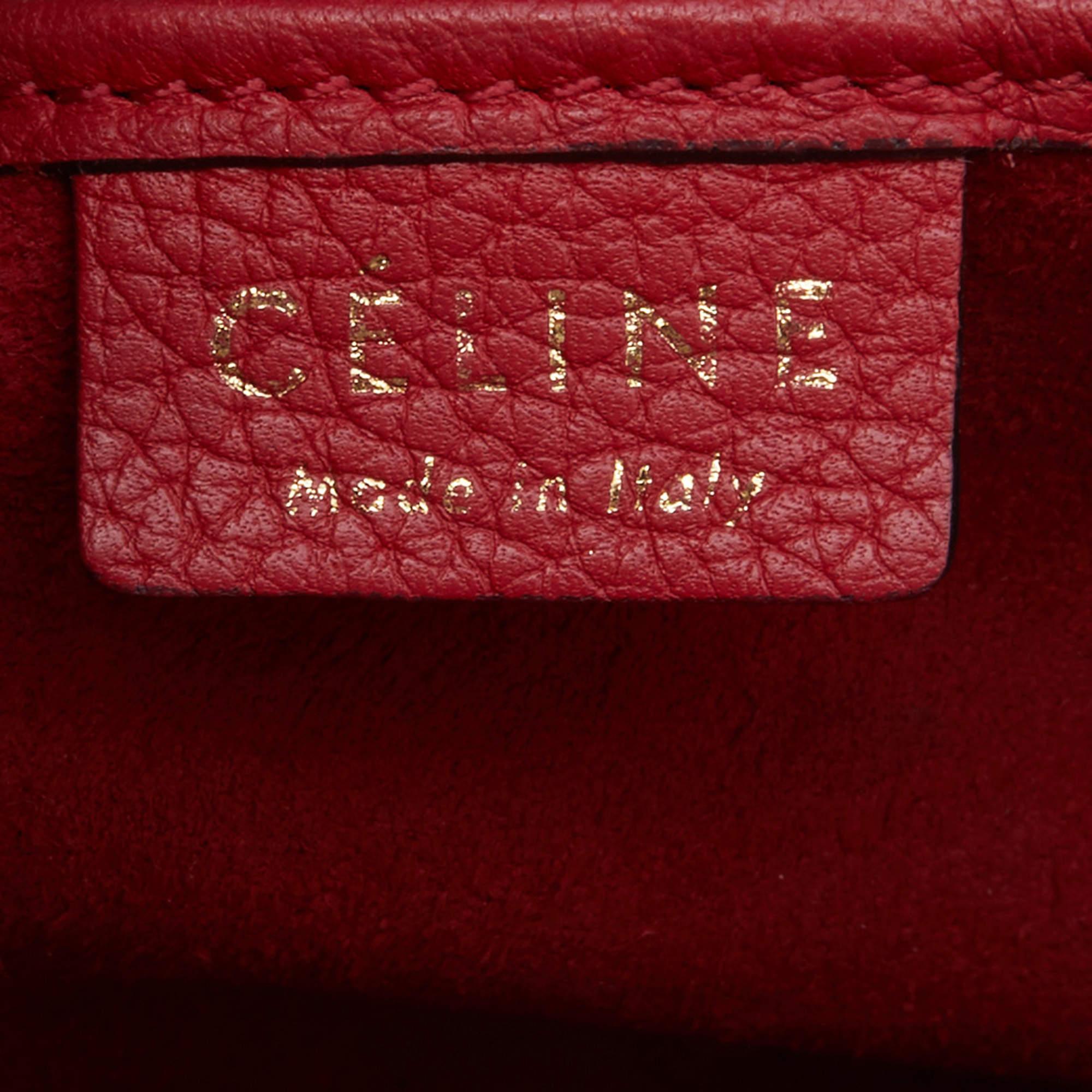 Celine Red Grain Leather Nano Luggage Tote 2