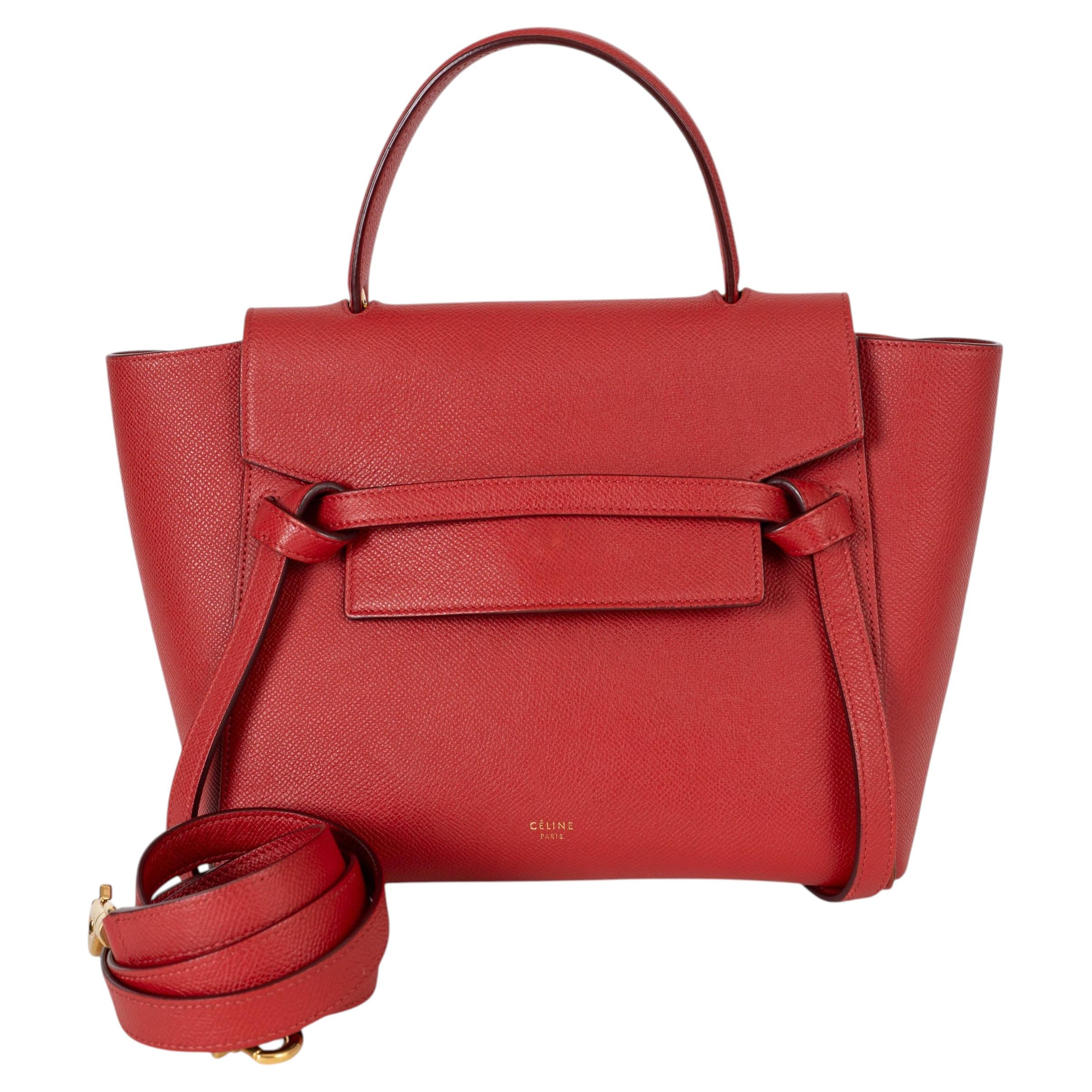 Borsa a tracolla MICRO BELT di Celine in pelle martellata rossa