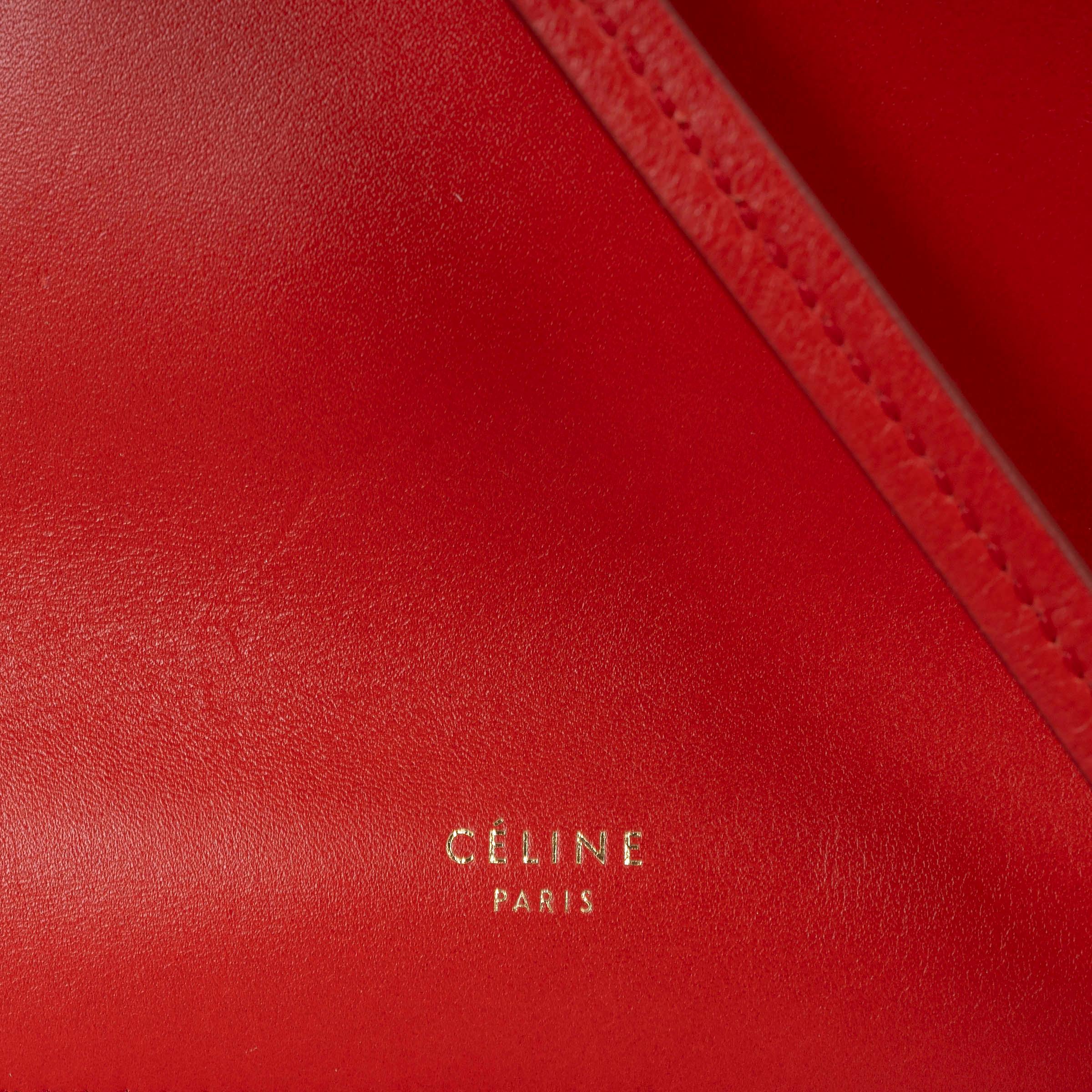 Women's CELINE red leather 2017 CLASP MINI Shoulder Bag For Sale