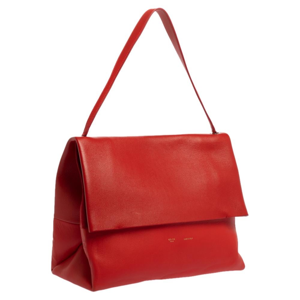 Women's Celine Red Leather All Soft Shoulder Bag