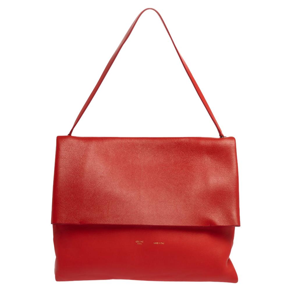 Celine Red Leather All Soft Shoulder Bag