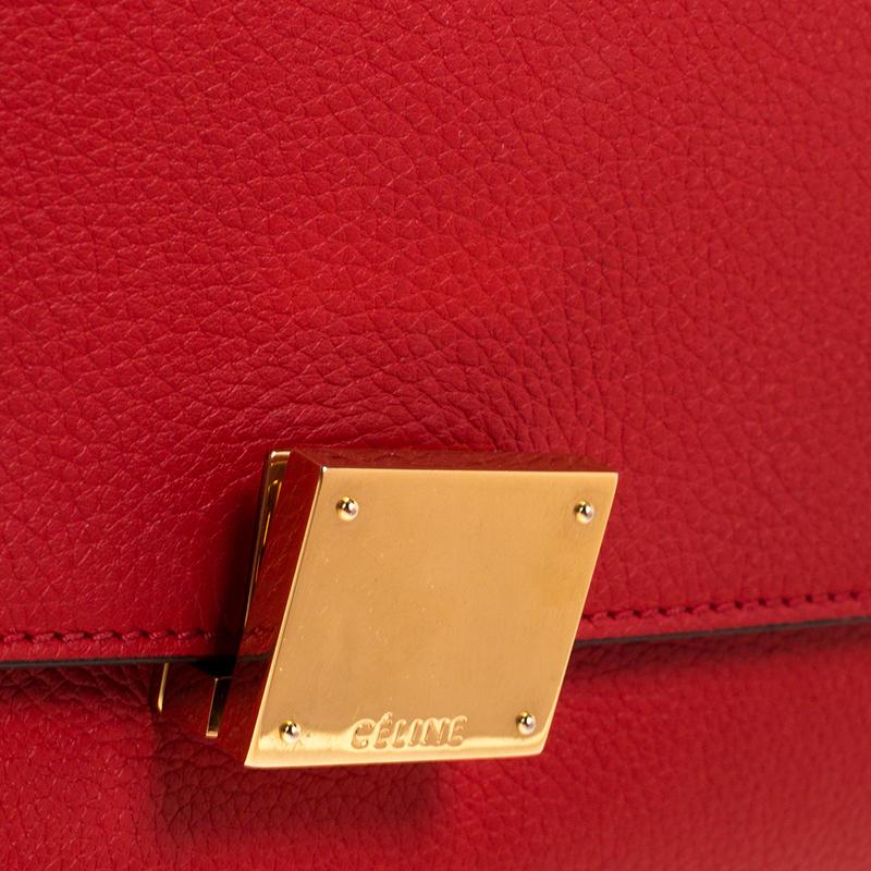 Celine Red Leather and Suede Medium Trapeze Bag 1