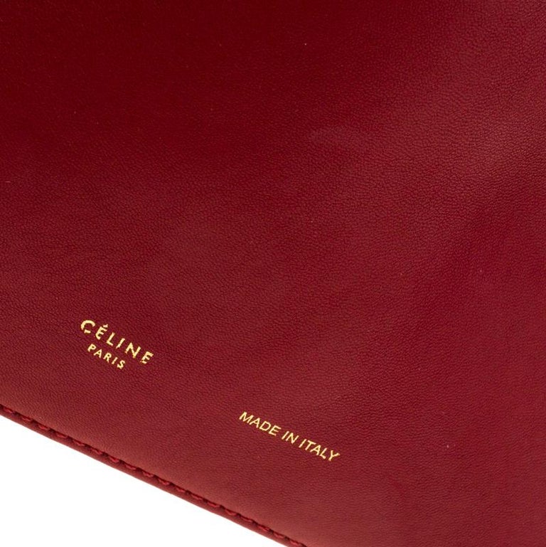 Céline Red Leather Berlingot Clutch For Sale at 1stDibs