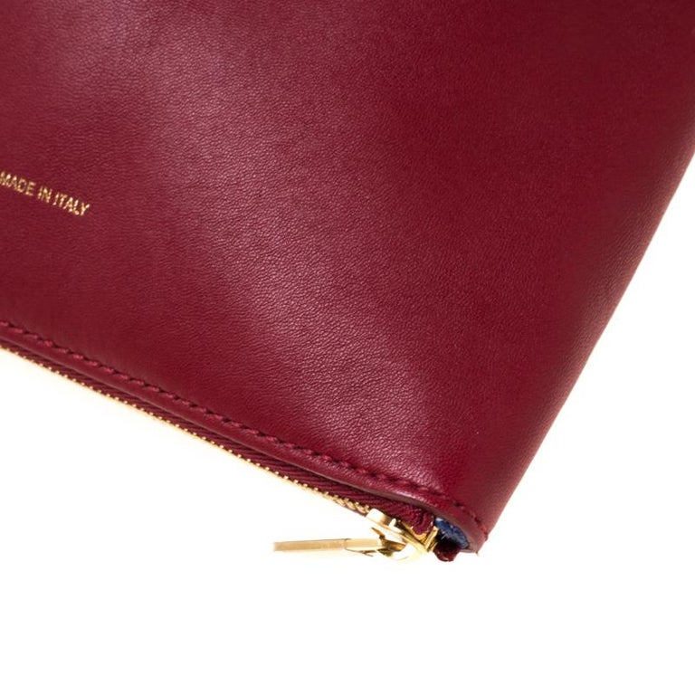 Céline Red Leather Berlingot Clutch For Sale at 1stDibs