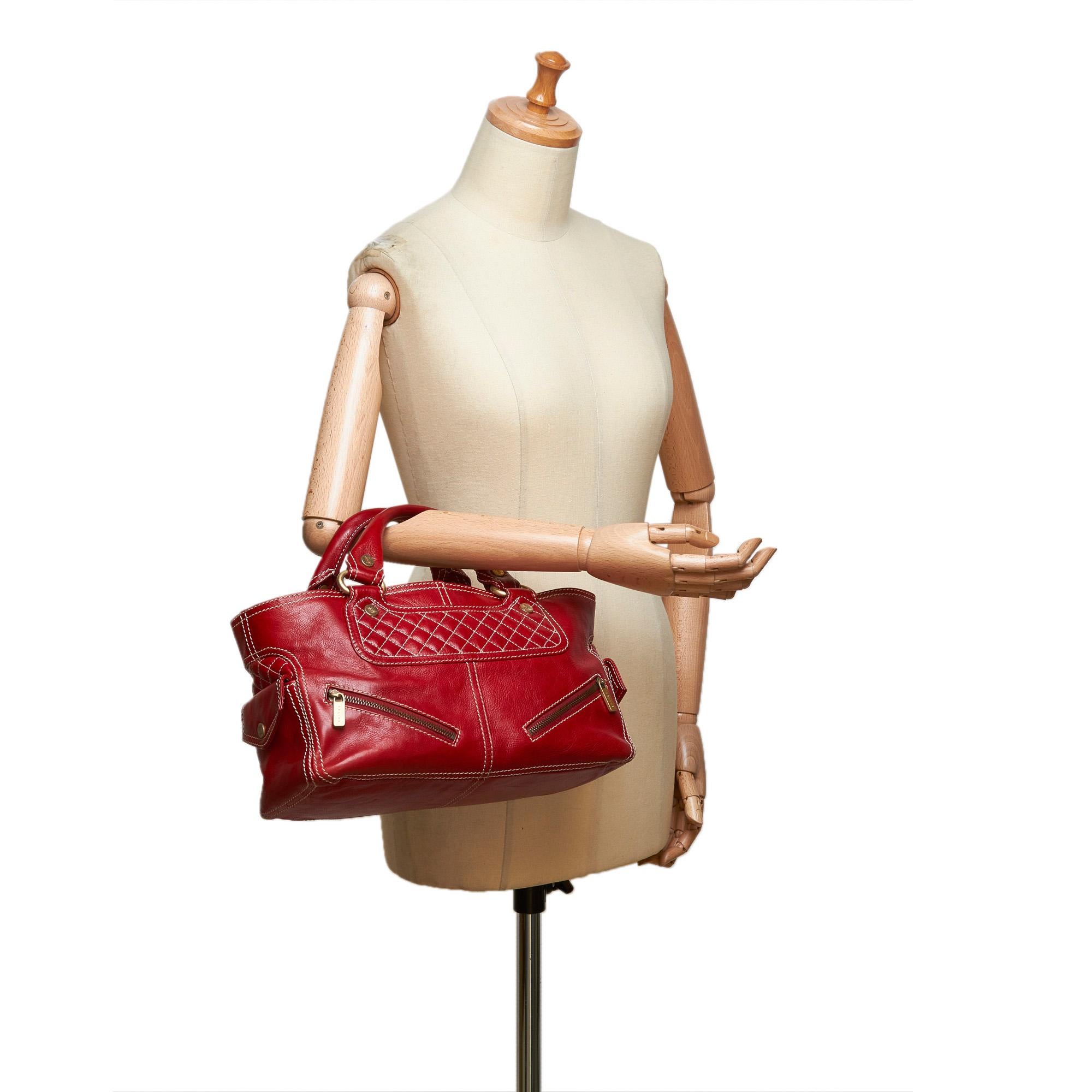 Celine Red Leather Boogie Bag For Sale 6