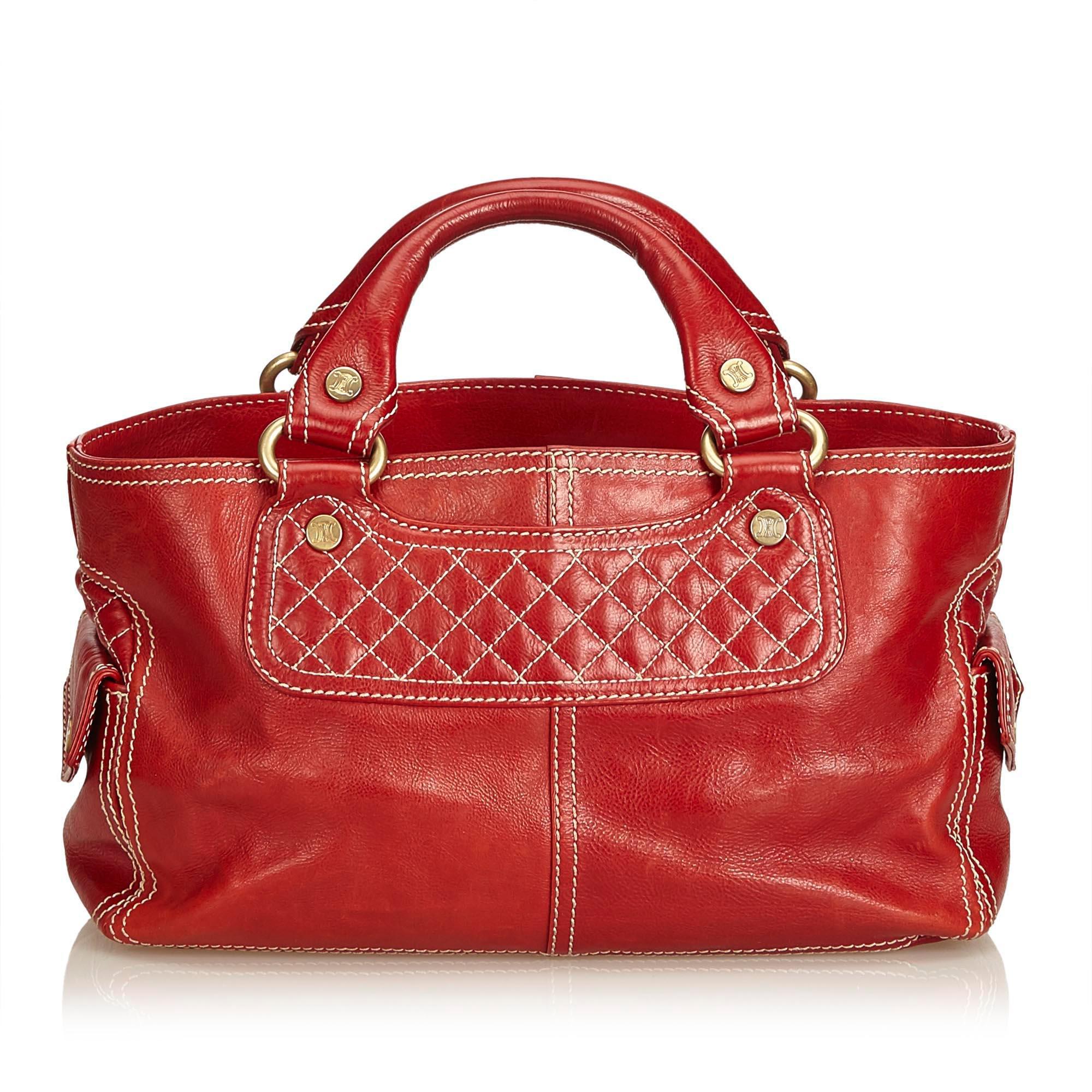 Celine Red Leather Boogie Bag In Good Condition For Sale In Orlando, FL