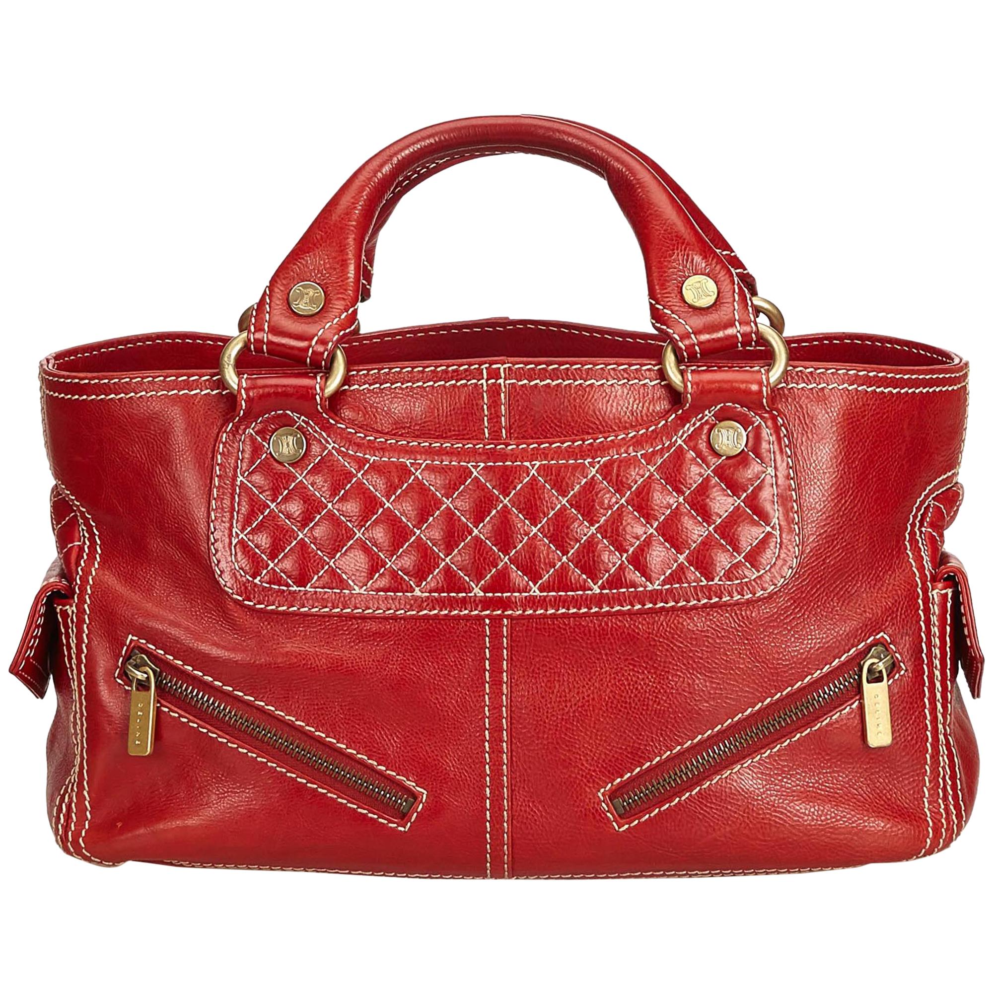 Celine Red Leather Boogie Bag For Sale
