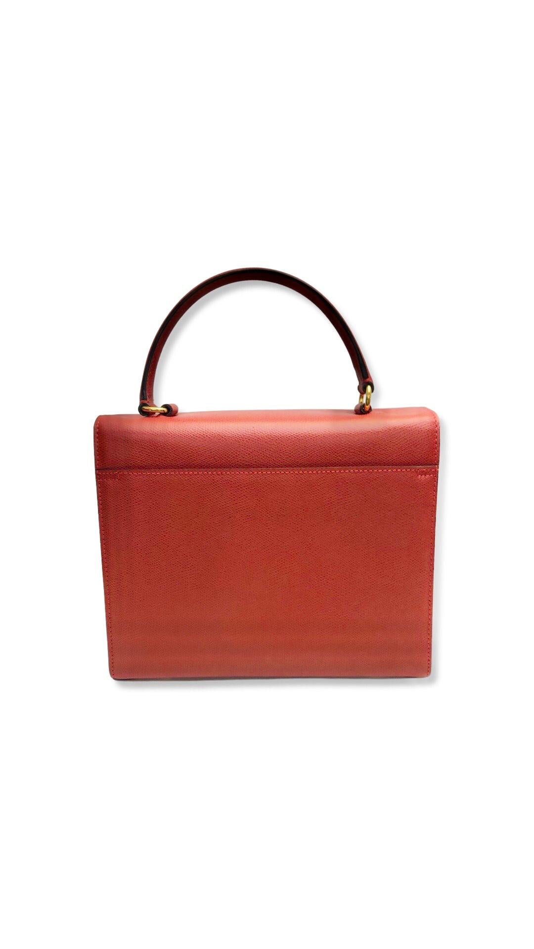 Celine red leather box handbag In Good Condition For Sale In Sheung Wan, HK