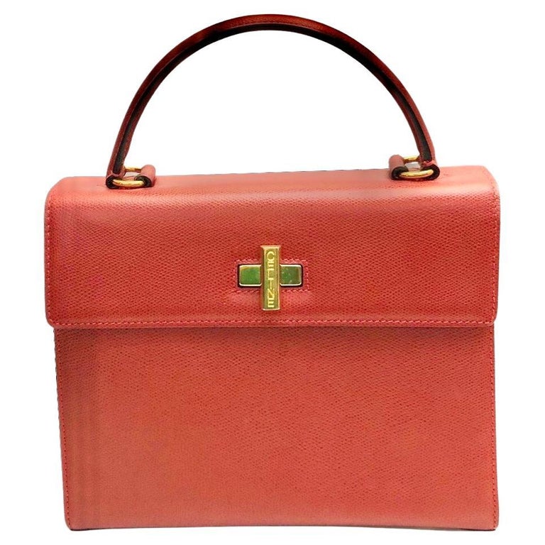 Celine Red Leather Box Handbag For Sale