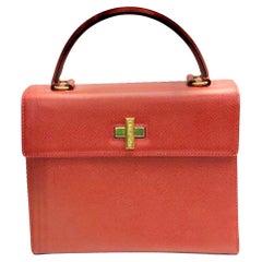 Vintage Celine Red Leather Box Handbag