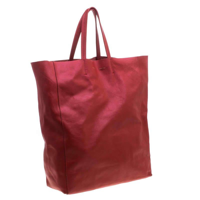 Celine Red Leather Cabas Tote In Good Condition In Dubai, Al Qouz 2