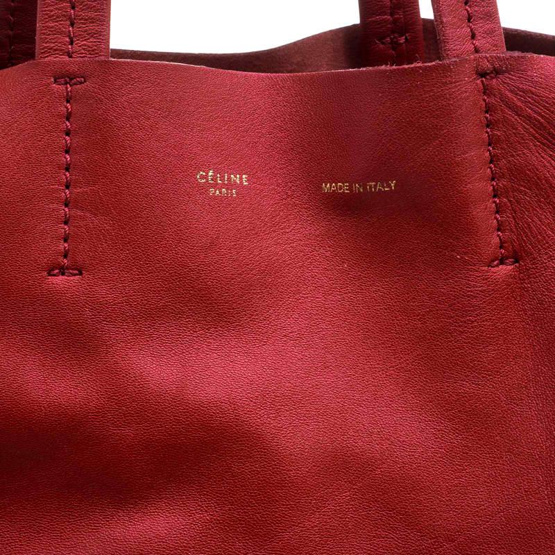 Women's Celine Red Leather Cabas Tote