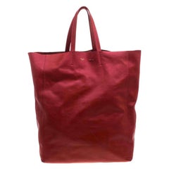 Celine Red Leather Cabas Tote