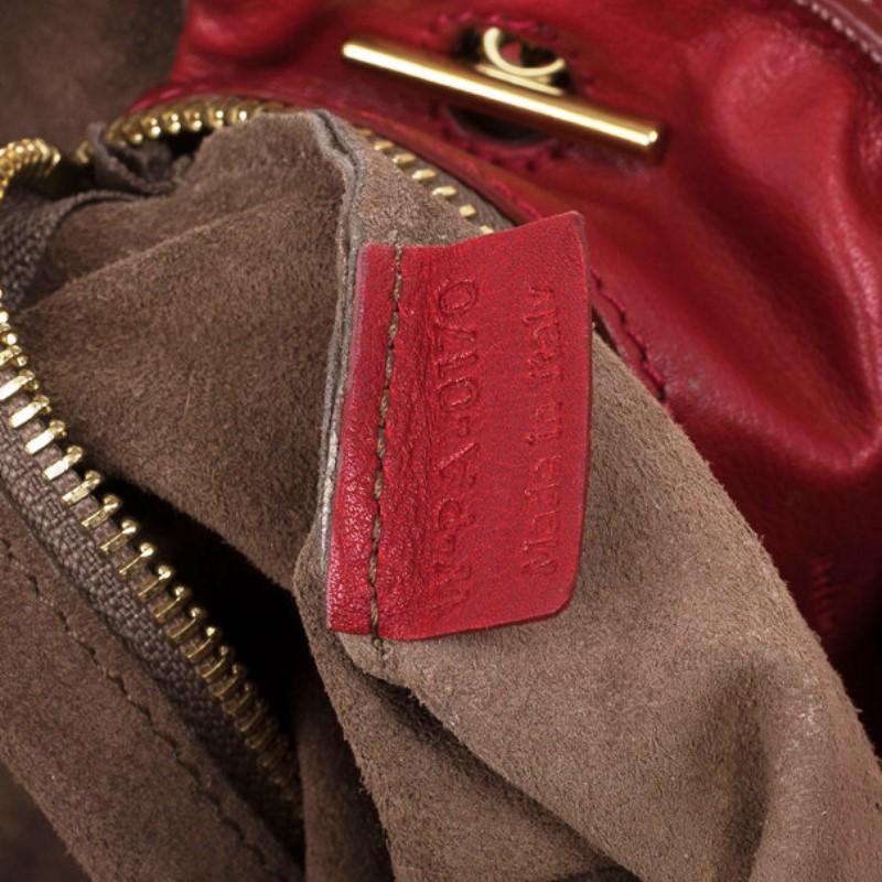 Celine Red Leather Envelope Pocket Tote 6