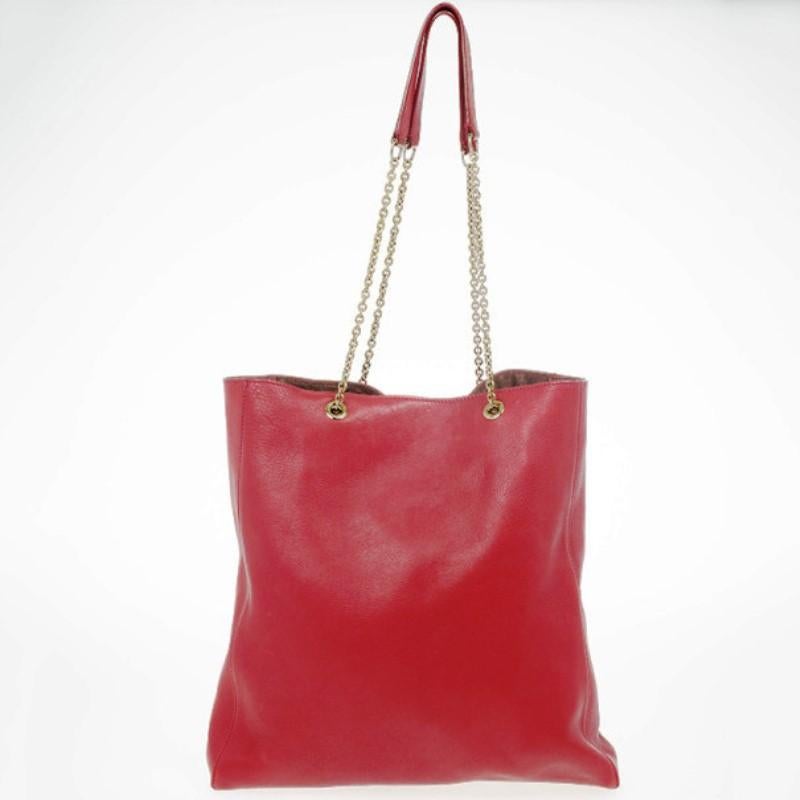 Women's Celine Red Leather Envelope Pocket Tote