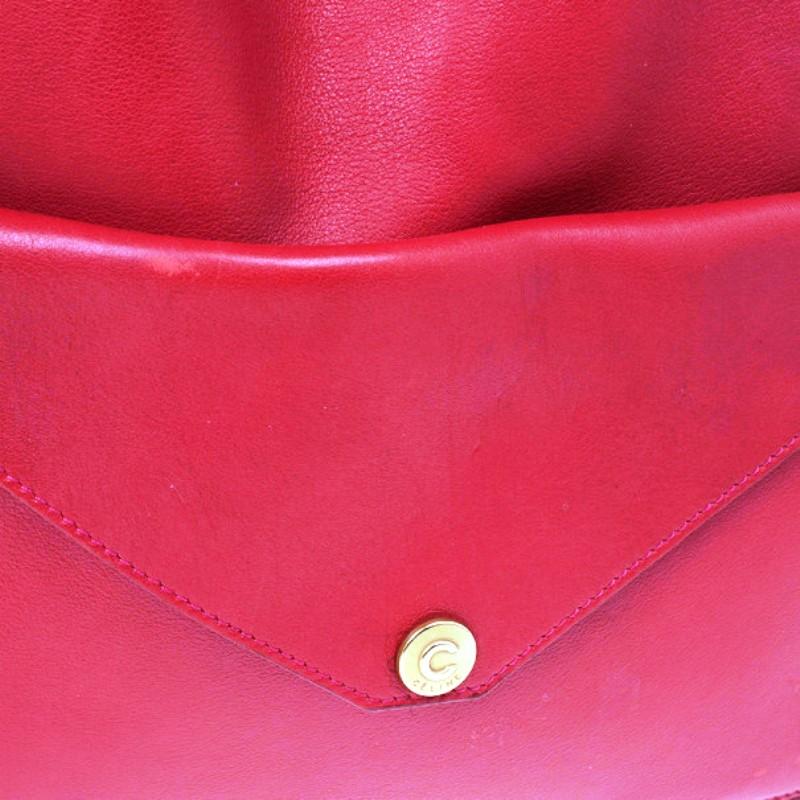 Celine Red Leather Envelope Pocket Tote 2