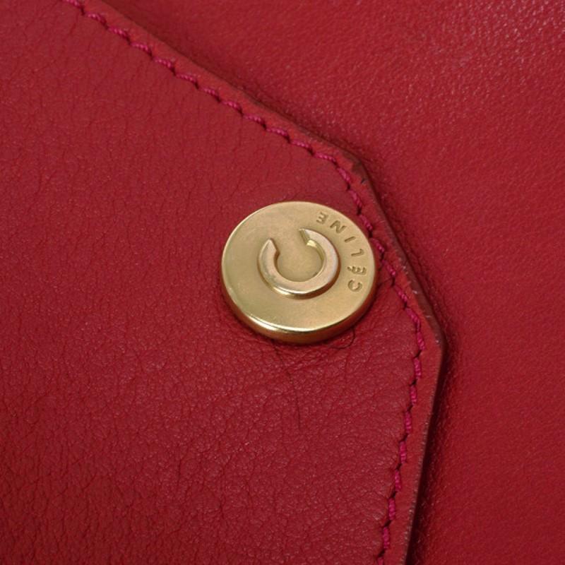 Celine Red Leather Envelope Pocket Tote 3