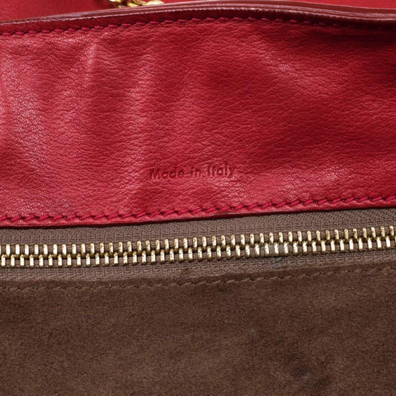 Celine Red Leather Envelope Pocket Tote 5