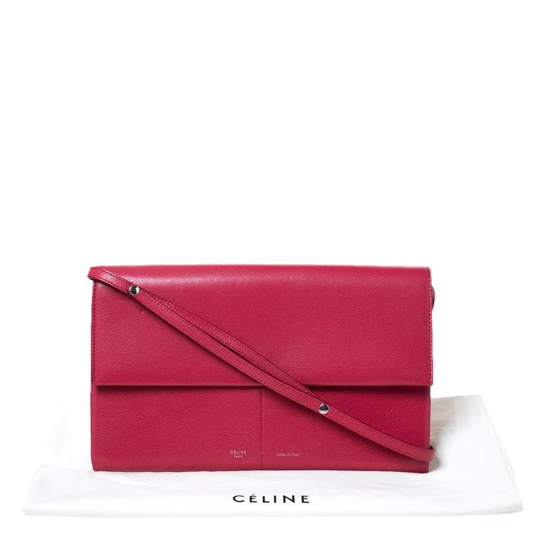 Celine Red Leather Folded Clutch Bag at 1stDibs