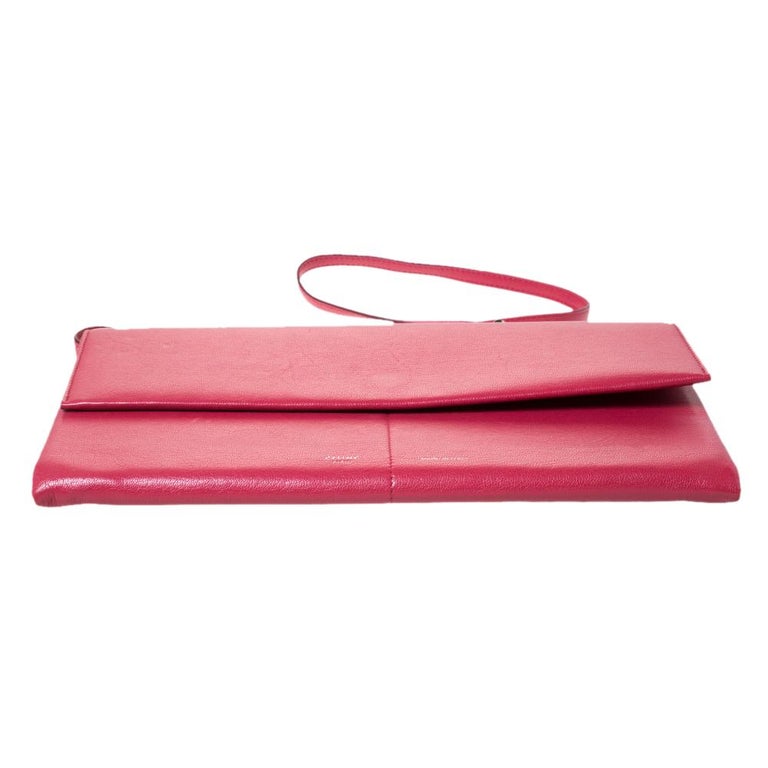 Celine Red Leather Folded Clutch Bag at 1stDibs