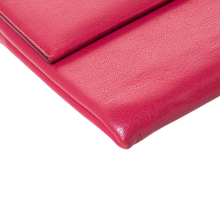Celine Red Leather Folded Clutch Bag at 1stDibs