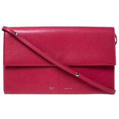 Celine Red Leather Folded Clutch Bag