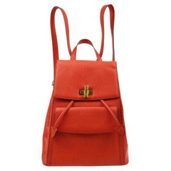 CELINE Red Leather Gold Hardware Shoulder Backpack Bag