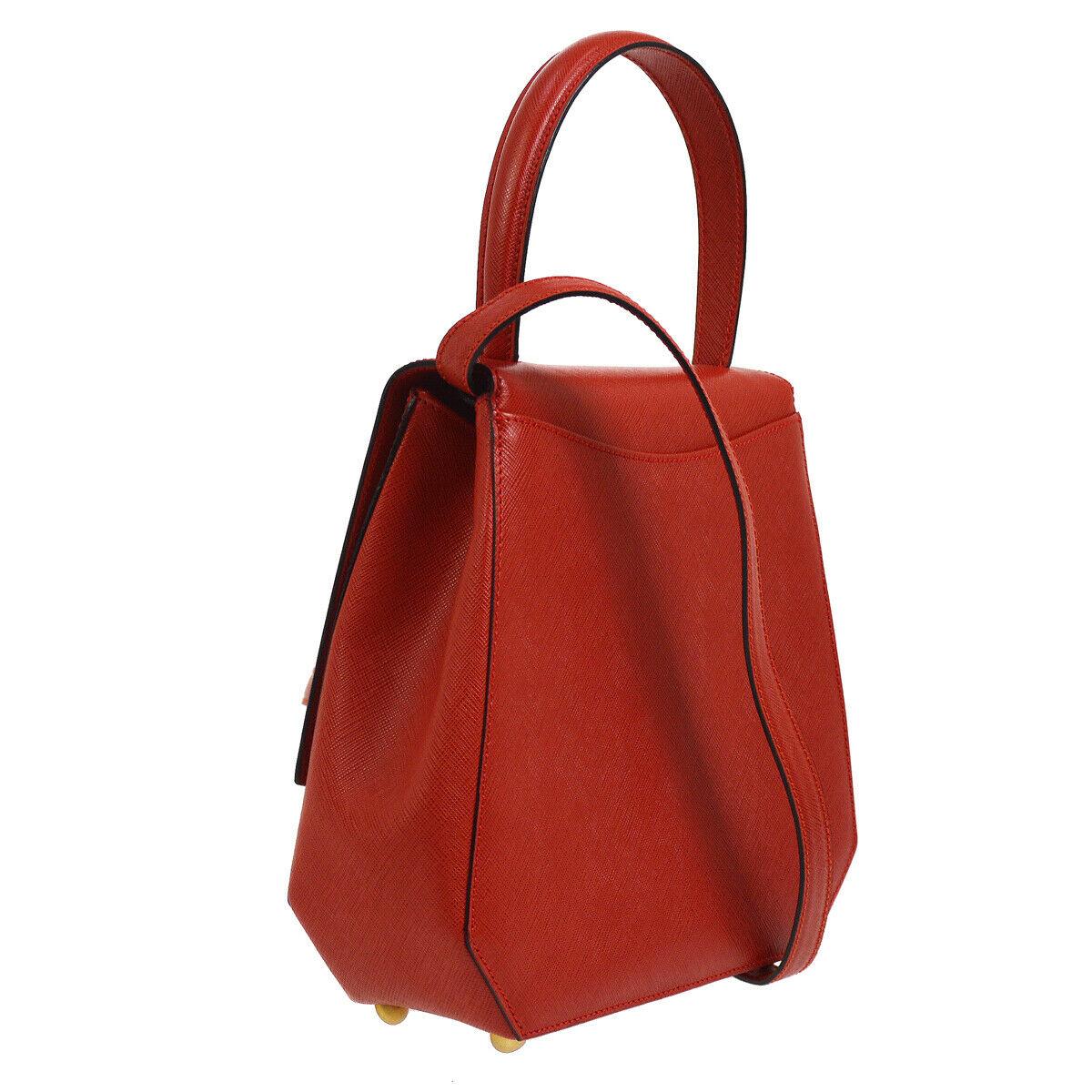 celine red leather grab bag
