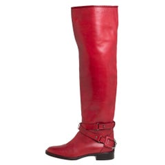 Celine Red Leather Knee Length Boots Size 39