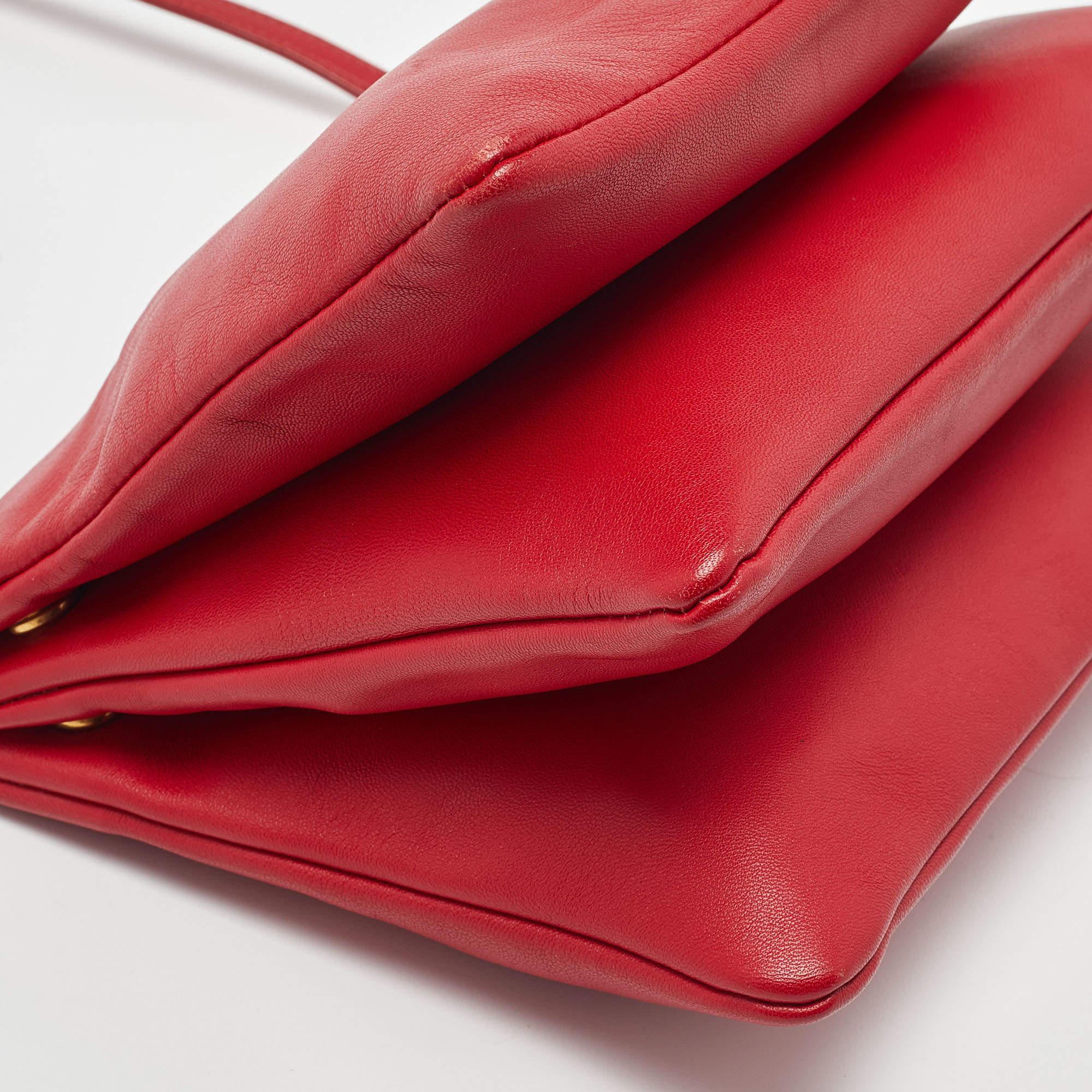 Celine Red Leather Large Trio Zip Crossbody Bag 2