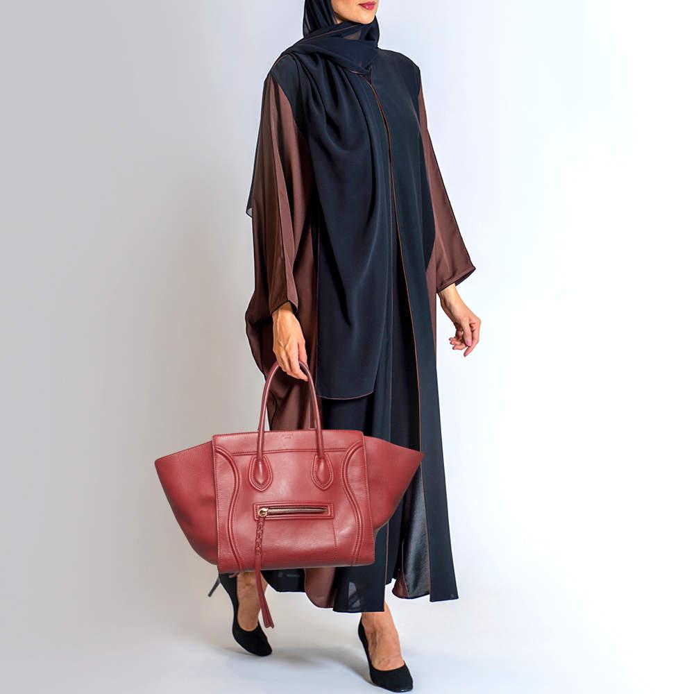 Celine Red Leather Medium Phantom Luggage Tote In Good Condition In Dubai, Al Qouz 2