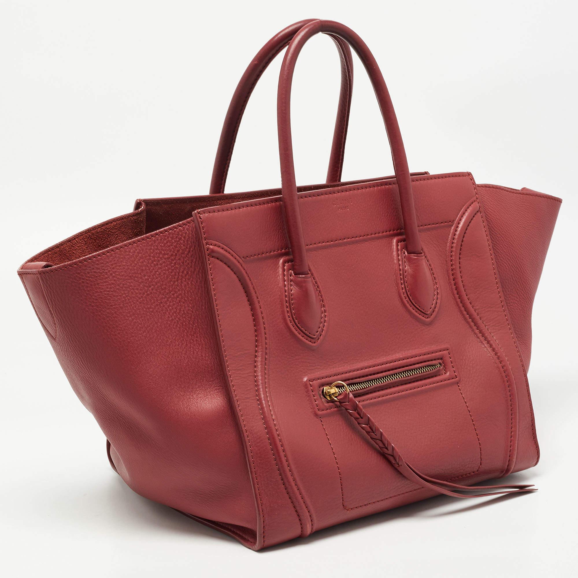 Women's Celine Red Leather Medium Phantom Luggage Tote