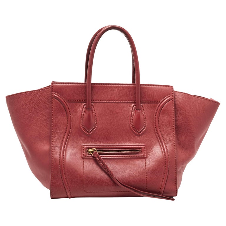 Celine Red Leather Medium Phantom Luggage Tote For Sale at 1stDibs