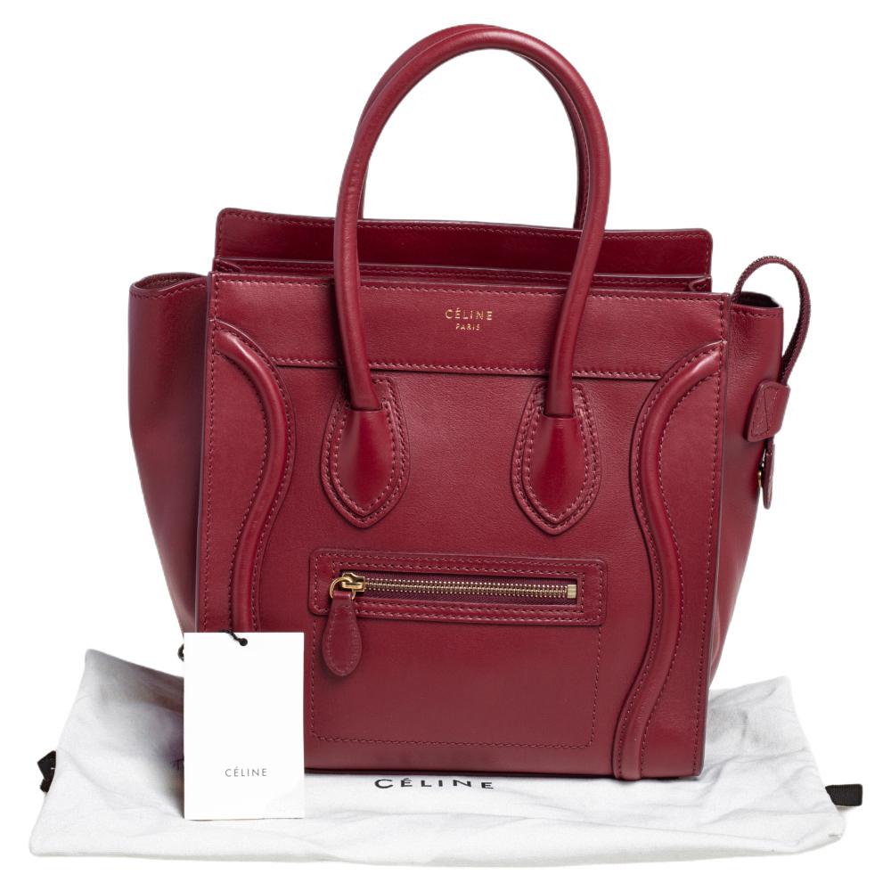 Celine Red Leather Micro Luggage Tote 4