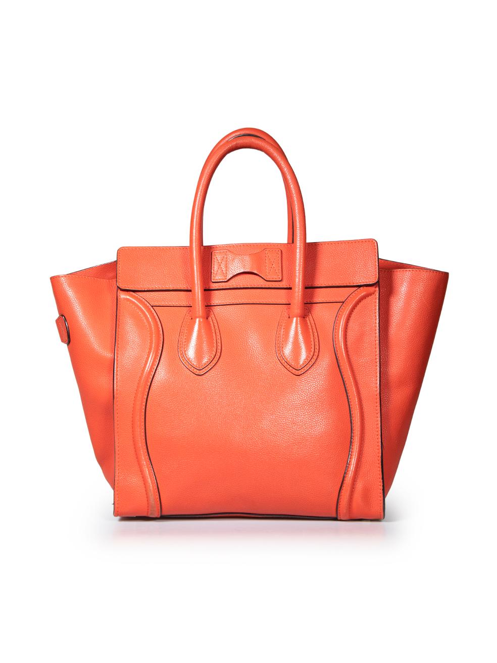 Celine Red Leather Micro Luggage Tote In Good Condition For Sale In London, GB