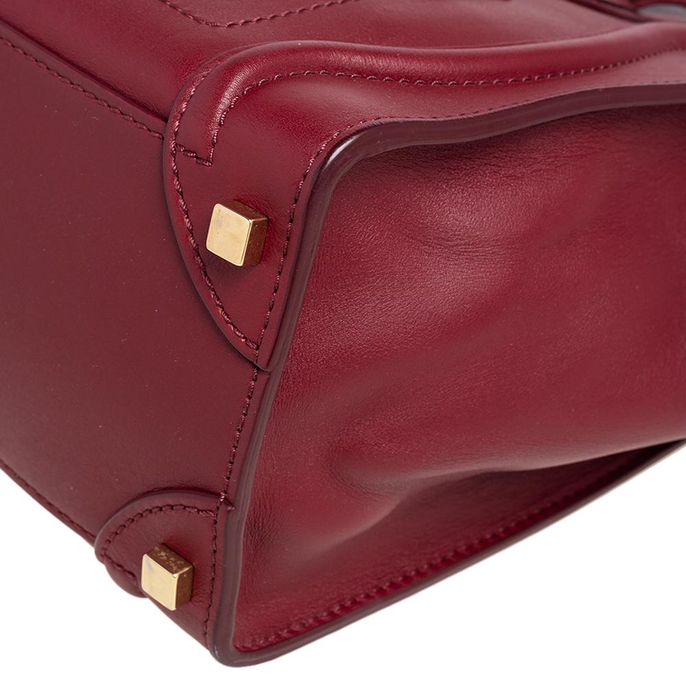 Celine Red Leather Micro Luggage Tote In Good Condition In Dubai, Al Qouz 2