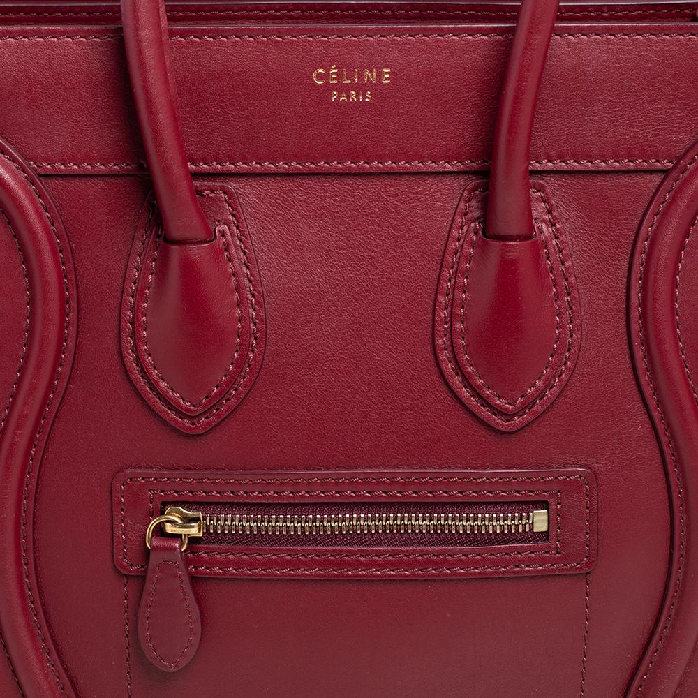 Celine Red Leather Micro Luggage Tote 1